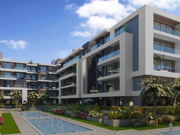 El Patio Sola — Apartment buildings around the pool garden
